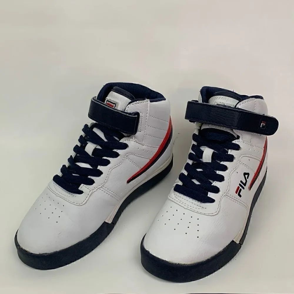Fila v3SC60527-125 Hightop White, Navy, and Red Basketball Sneakers